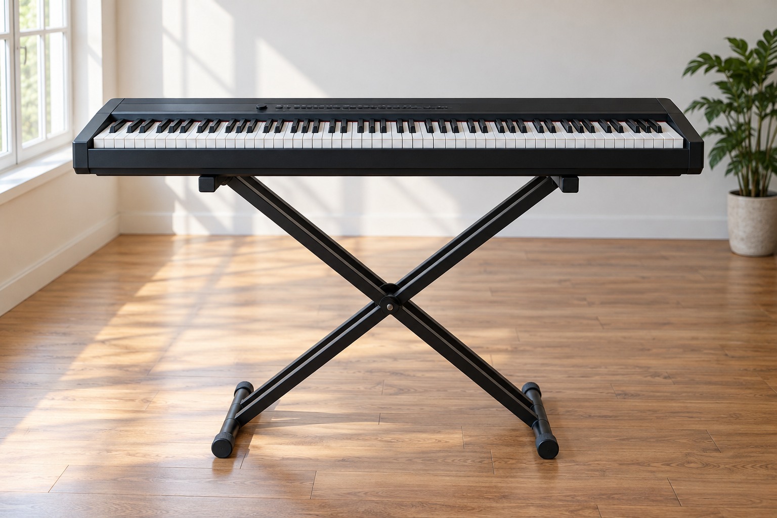 Keyboard supported by a double-braced stand