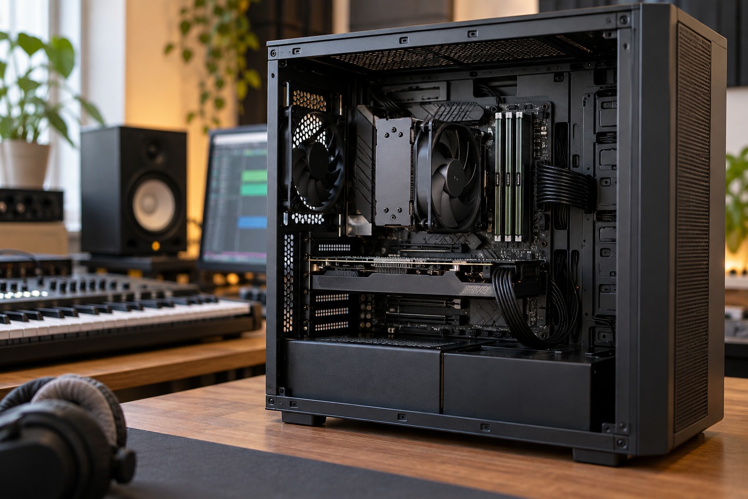 Computer memory and processor cooler in a music workstation