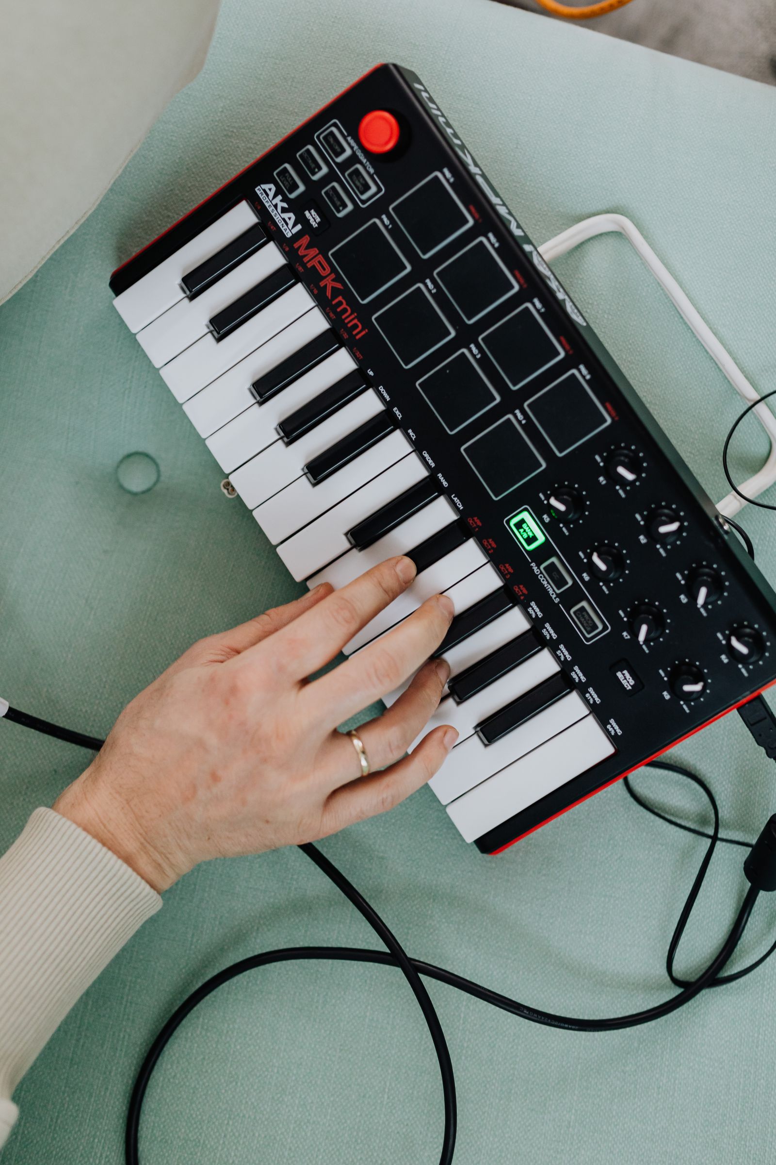 Compact MIDI keyboard on a desk